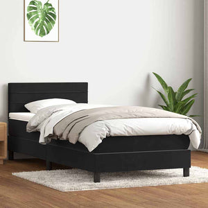 Κρεβάτι Boxspring με Στρώμα & LED Μαύρο 100x220 εκ. Βελούδινο - Pakobazaar