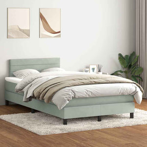 Κρεβάτι Boxspring με Στρώμα & LED Ανοιχτό Γκρι 120x220 εκ. Βελούδινο
