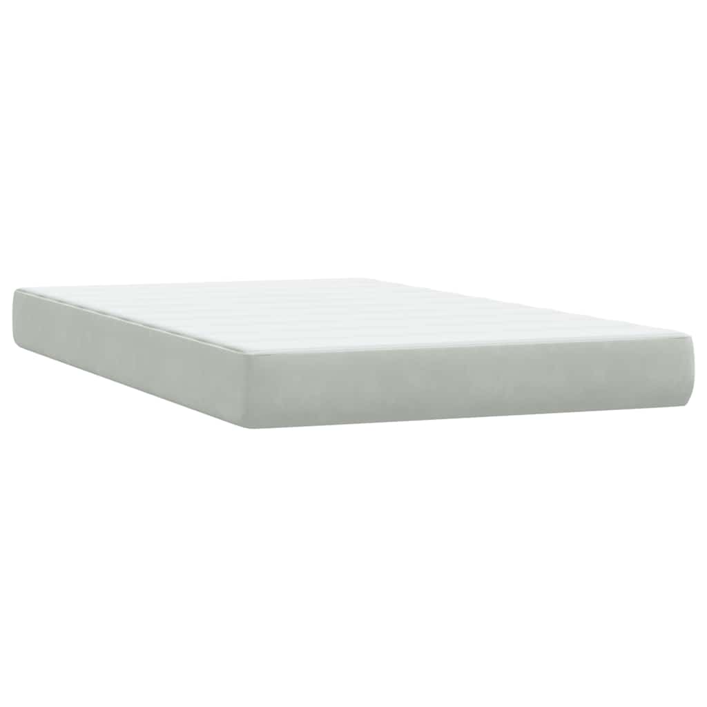 Κρεβάτι Boxspring με Στρώμα & LED Ανοιχτό Γκρι 120x220 εκ. Βελούδινο - Pakobazaar