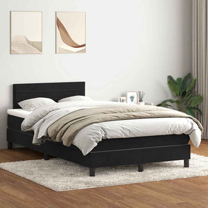 Κρεβάτι Boxspring με Στρώμα & LED Μαύρο 120x220 cm Βελούδινο