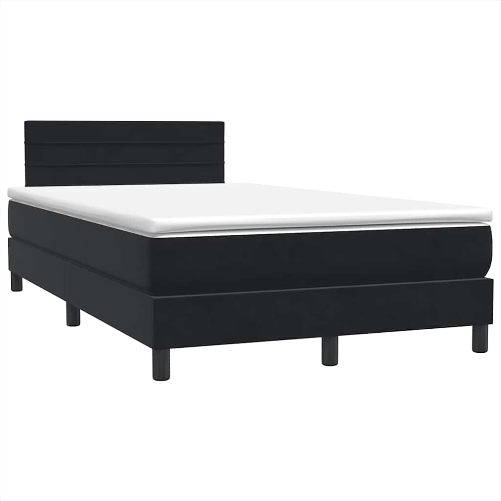 Κρεβάτι Boxspring με Στρώμα & LED Μαύρο 120x220 cm Βελούδινο