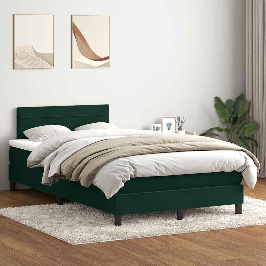 Κρεβάτι Boxspring με Στρώμα & LED σκούρο πράσινο 120x220cm Βελούδινο - Pakobazaar