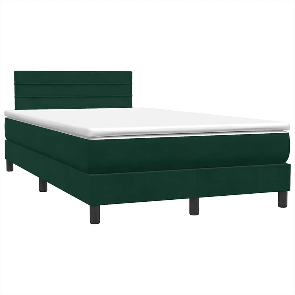 Κρεβάτι Boxspring με Στρώμα & LED σκούρο πράσινο 120x220cm Βελούδινο - Pakobazaar