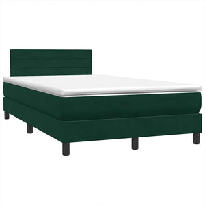 Κρεβάτι Boxspring με Στρώμα & LED σκούρο πράσινο 120x220cm Βελούδινο - Pakobazaar