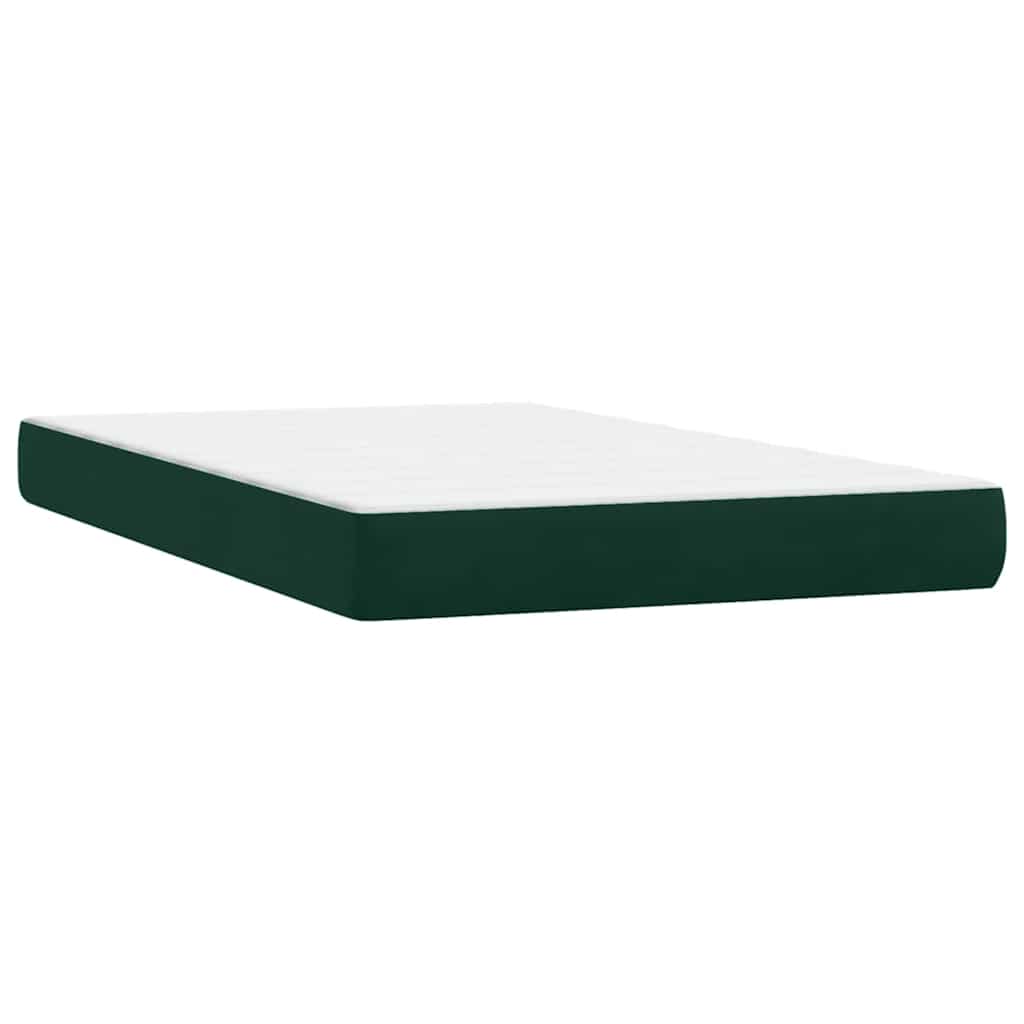 Κρεβάτι Boxspring με Στρώμα & LED σκούρο πράσινο 120x220cm Βελούδινο