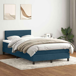 Κρεβάτι Boxspring με Στρώμα & LED σκούρο μπλε 120x220 cm Βελούδινο - Pakobazaar