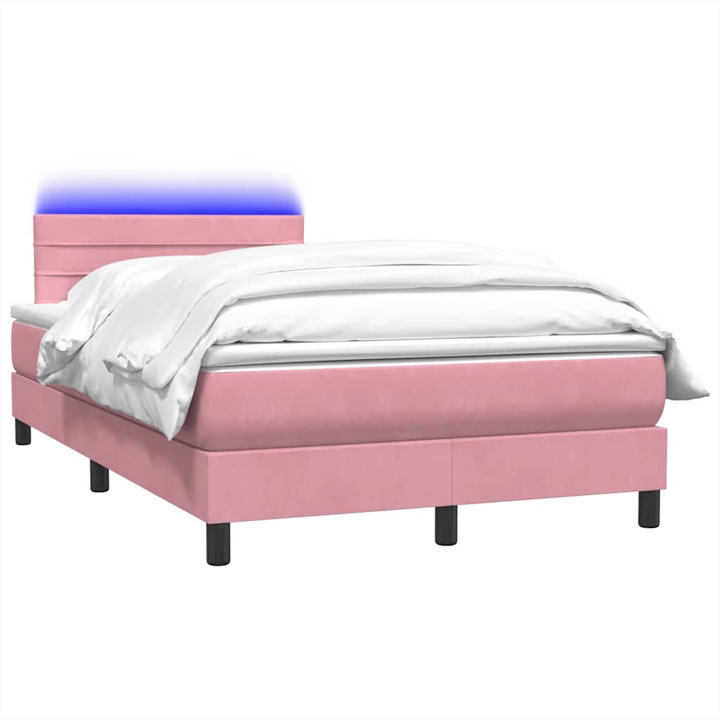 Κρεβάτι Boxspring με Στρώμα & LED ροζ 120x220 cm Βελούδινο - Pakobazaar