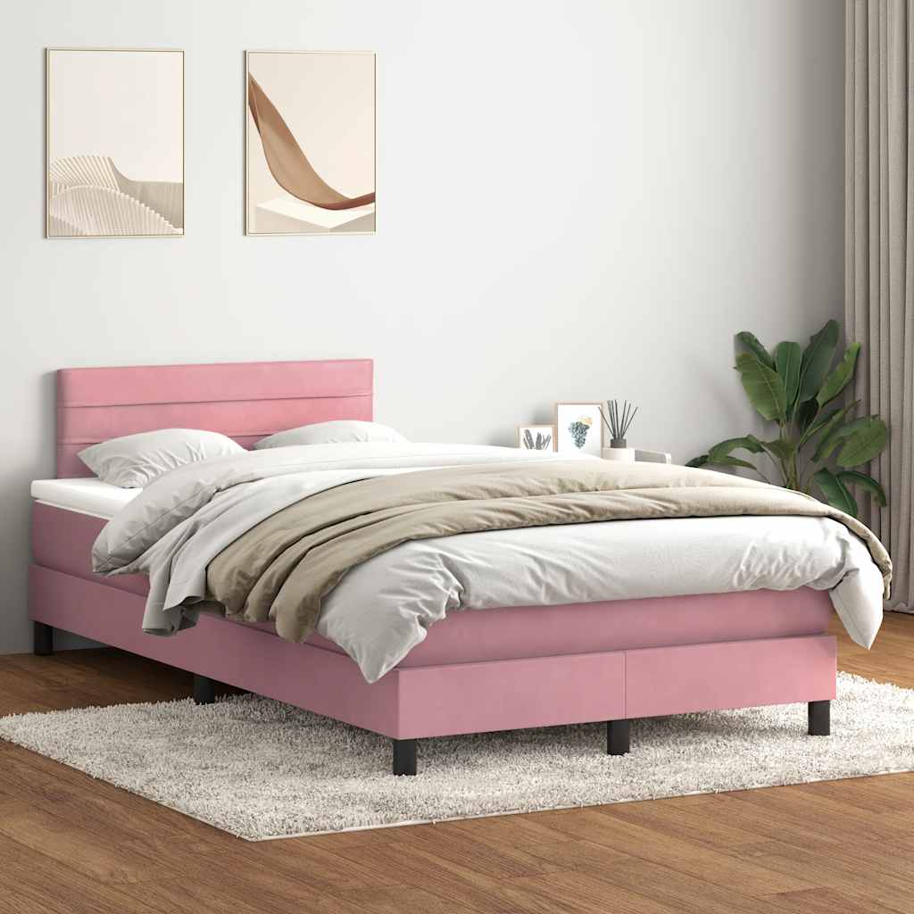 Κρεβάτι Boxspring με Στρώμα & LED ροζ 120x220 cm Βελούδινο - Pakobazaar