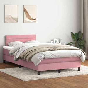 Κρεβάτι Boxspring με Στρώμα & LED ροζ 120x220 cm Βελούδινο