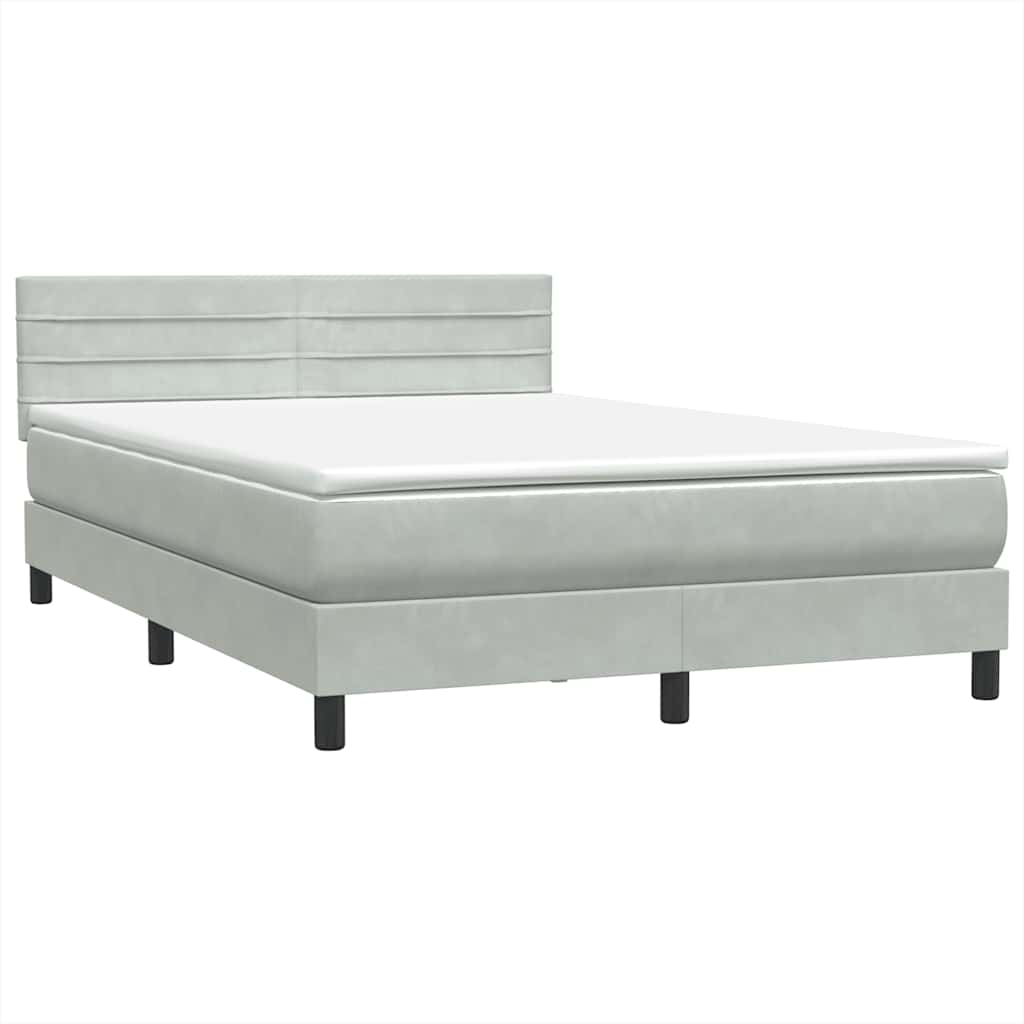 Κρεβάτι Boxspring με Στρώμα & LED Ανοιχτό Γκρι 160x220 εκ. Βελούδινο