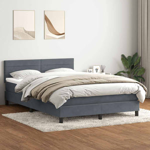 Κρεβάτι Boxspring με Στρώμα & LED Σκούρο γκρι 160x220 cm Βελούδινο - Pakobazaar