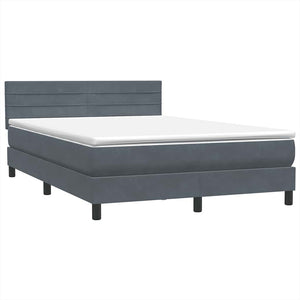 Κρεβάτι Boxspring με Στρώμα & LED Σκούρο γκρι 160x220 cm Βελούδινο - Pakobazaar