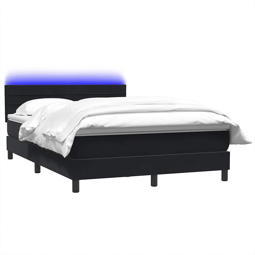 Κρεβάτι Boxspring με Στρώμα & LED Μαύρο 160x220 cm Βελούδινο - Pakobazaar