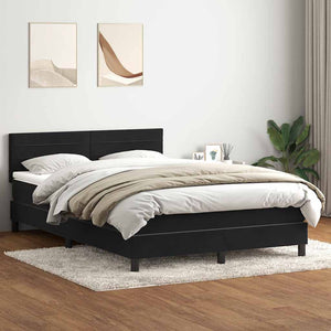 Κρεβάτι Boxspring με Στρώμα & LED Μαύρο 160x220 cm Βελούδινο - Pakobazaar