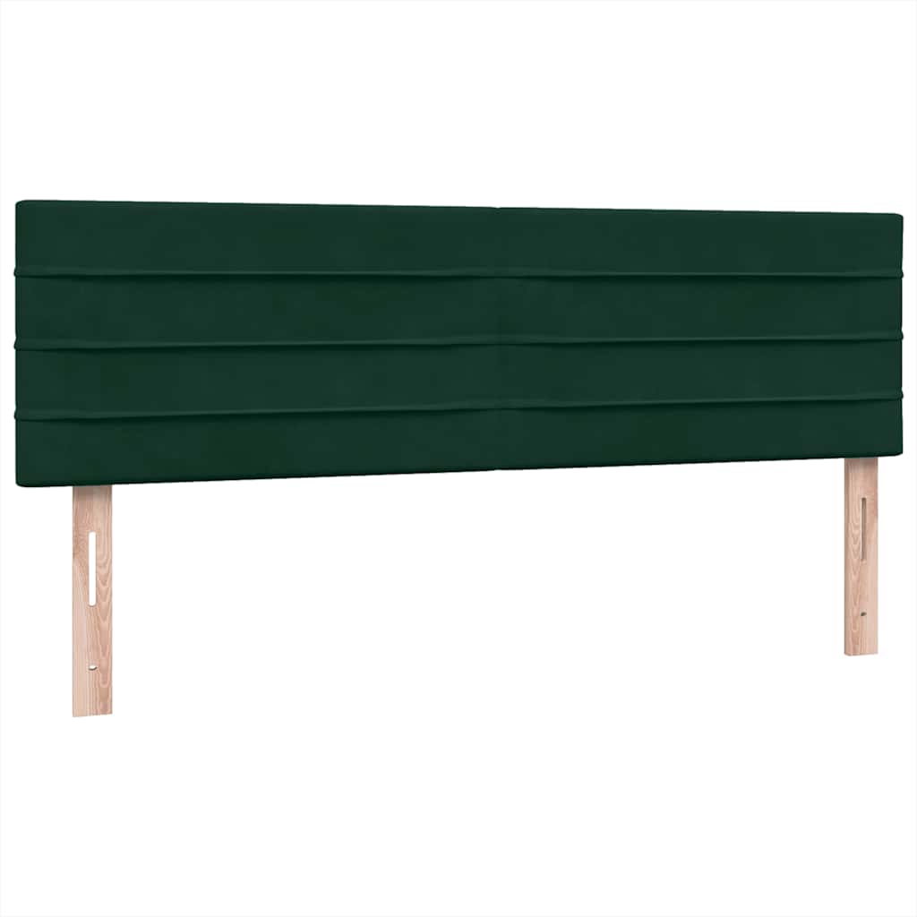 Κρεβάτι Boxspring με Στρώμα & LED σκούρο πράσινο 160x220cm Βελούδινο