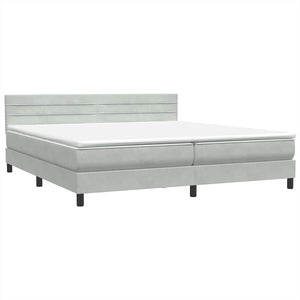 Κρεβάτι Boxspring με Στρώμα & LED ανοιχτό γκρι 180x220 cm Βελούδινο - Pakobazaar