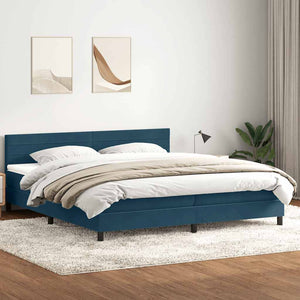 Κρεβάτι Boxspring με Στρώμα & LED σκούρο μπλε 180x220 cm Βελούδινο - Pakobazaar