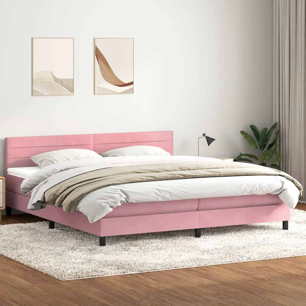 Κρεβάτι Boxspring με Στρώμα & LED ροζ 180x220 cm Βελούδινο - Pakobazaar