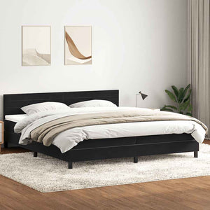 Κρεβάτι Boxspring με Στρώμα & LED Μαύρο 200x220 cm Βελούδινο - Pakobazaar
