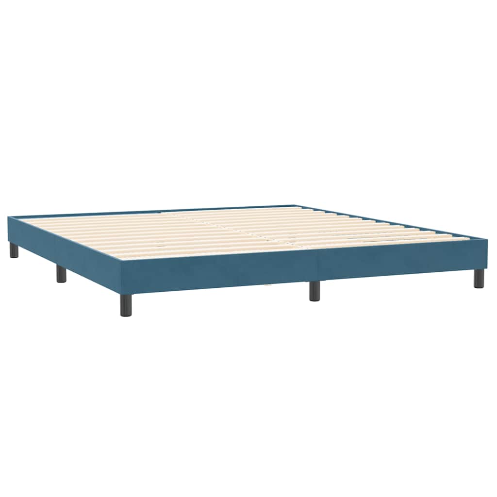 Κρεβάτι Boxspring με Στρώμα & LED σκούρο μπλε 200x220 cm Βελούδινο - Pakobazaar