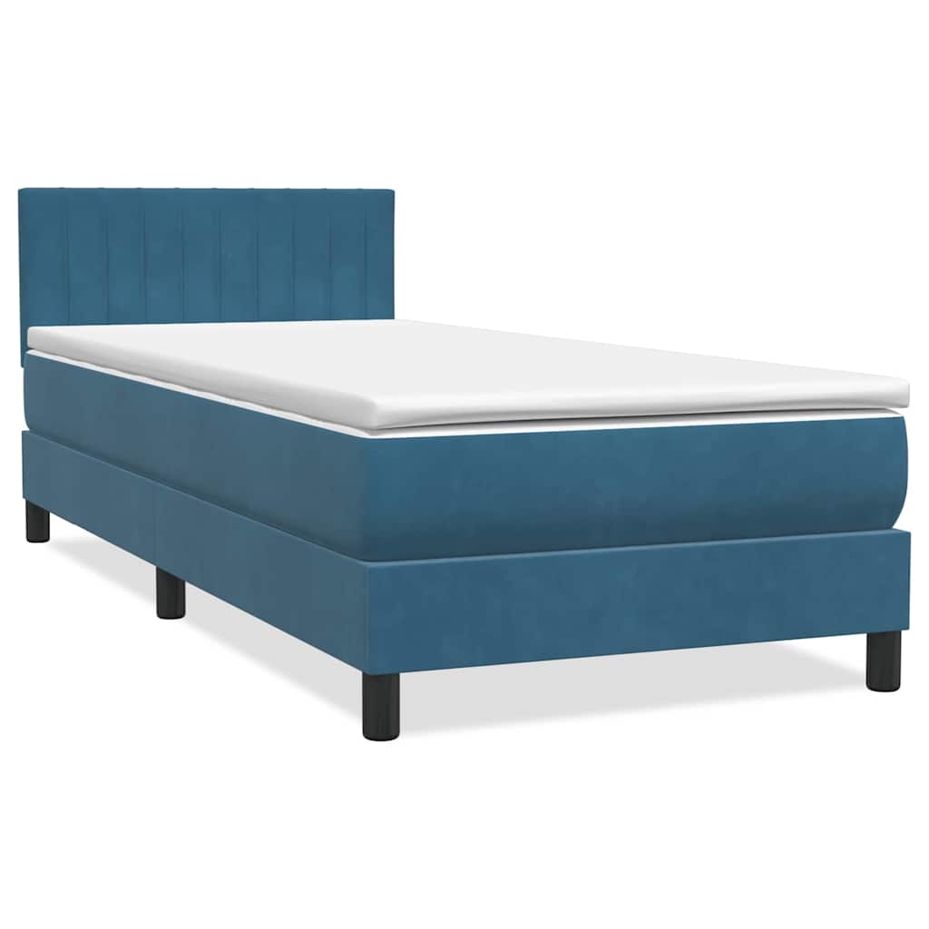 Κρεβάτι Boxspring με Στρώμα & LED σκούρο μπλε 80x210 εκ. Βελούδινο - Pakobazaar