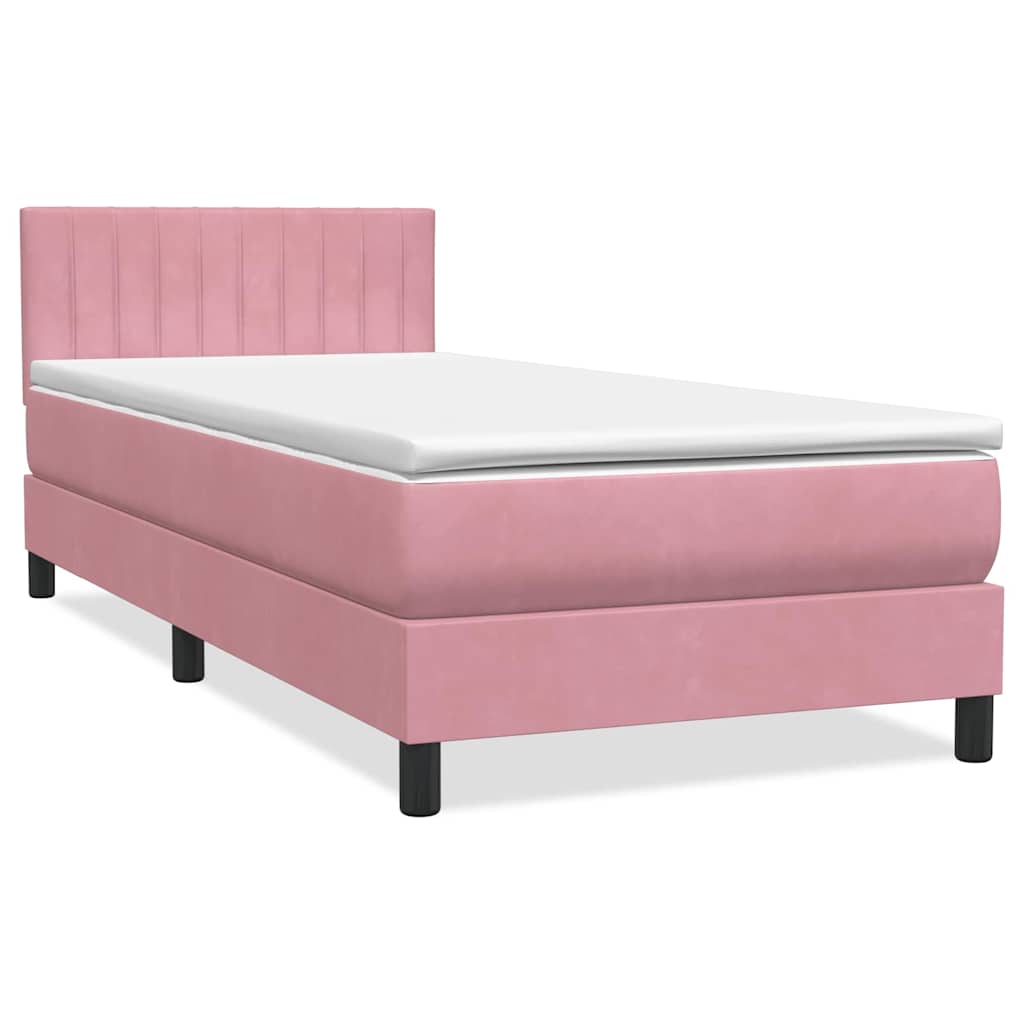 Κρεβάτι Boxspring με Στρώμα & LED ροζ 80x210 εκ. Βελούδινο - Pakobazaar