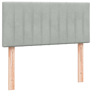 Κρεβάτι Boxspring με Στρώμα & LED ανοιχτό γκρι 90x210 cm Βελούδινο