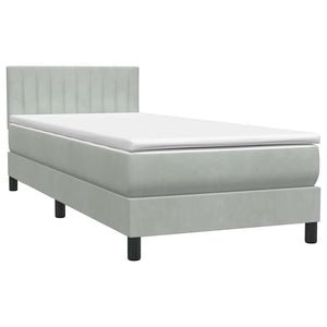 Κρεβάτι Boxspring με Στρώμα & LED Ανοιχτό Γκρι 100x210 εκ. Βελούδινο - Pakobazaar