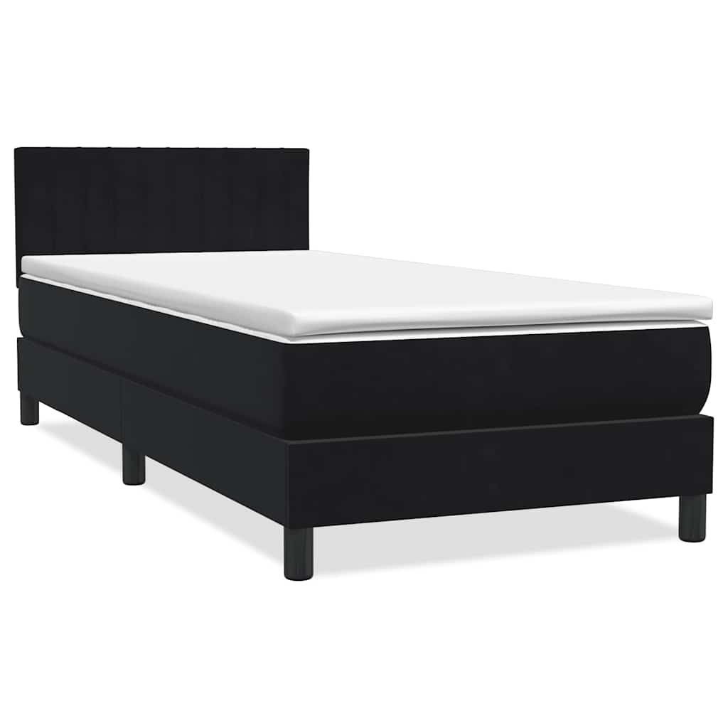 Κρεβάτι Boxspring με Στρώμα & LED Μαύρο 100x210 cm Βελούδινο - Pakobazaar