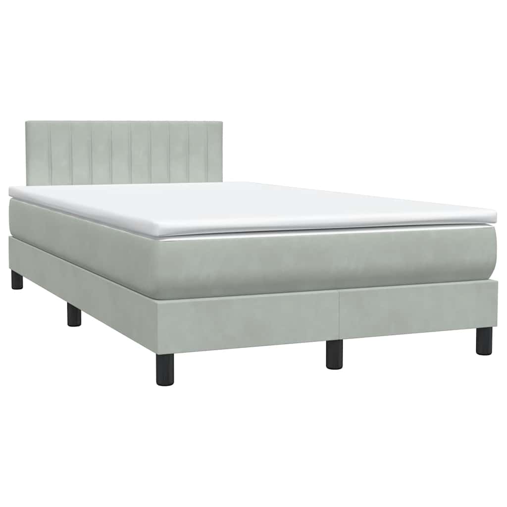 Κρεβάτι Boxspring με Στρώμα & LED Ανοιχτό Γκρι 120x210 εκ. Βελούδινο