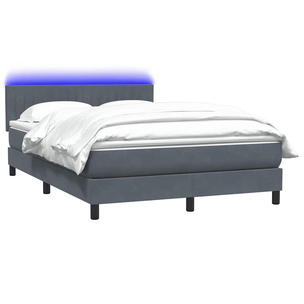 Κρεβάτι Boxspring με Στρώμα & LED Σκούρο Γκρι 160x210 εκ. Βελούδινο - Pakobazaar