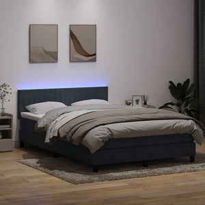 Κρεβάτι Boxspring με Στρώμα & LED Σκούρο Γκρι 160x210 εκ. Βελούδινο - Pakobazaar