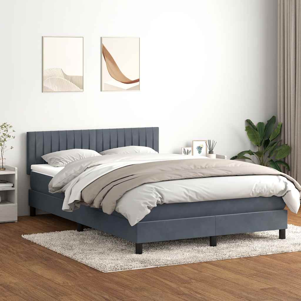 Κρεβάτι Boxspring με Στρώμα & LED Σκούρο Γκρι 160x210 εκ. Βελούδινο - Pakobazaar