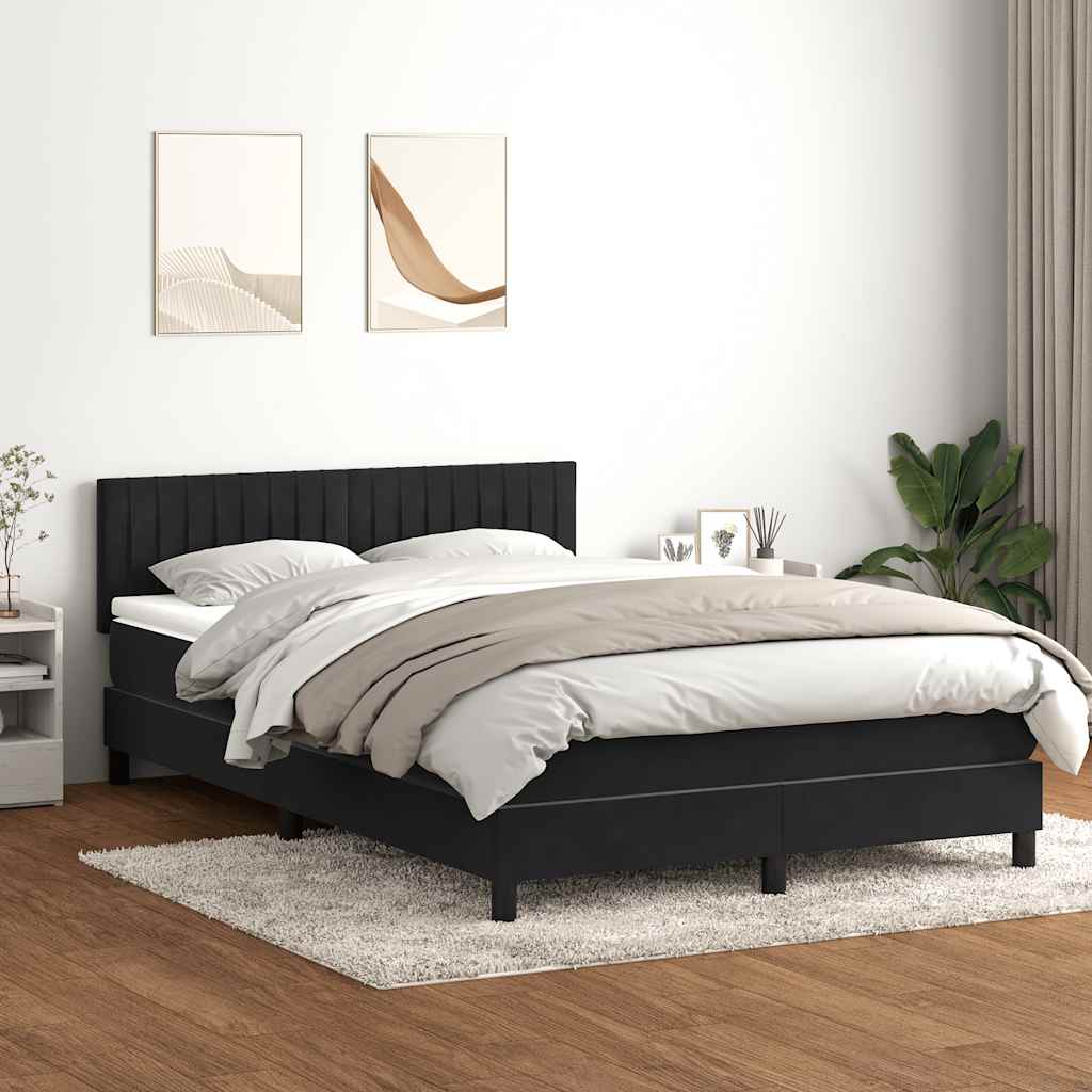Κρεβάτι Boxspring με Στρώμα & LED Μαύρο 160x210 εκ. Βελούδινο