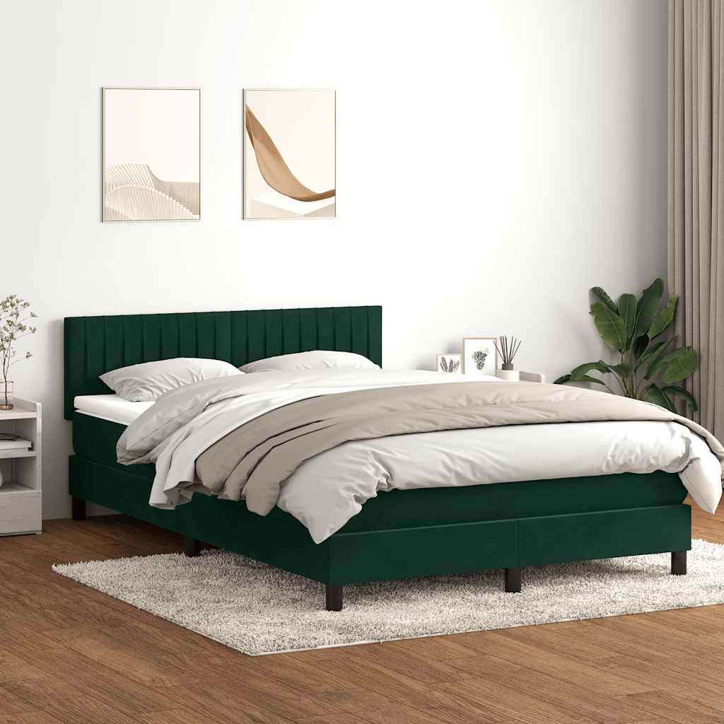 Κρεβάτι Boxspring με Στρώμα & LED Σκούρο Πράσινο 160x210εκ. Βελούδινο - Pakobazaar