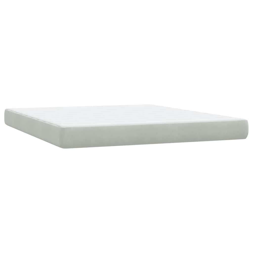 Κρεβάτι Boxspring με Στρώμα & LED Ανοιχτό Γκρι 180x210 εκ. Βελούδινο - Pakobazaar