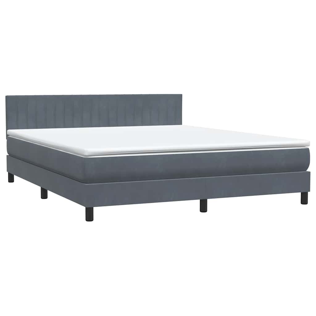Κρεβάτι Boxspring με Στρώμα & LED Σκούρο Γκρι 180x210 εκ. Βελούδινο