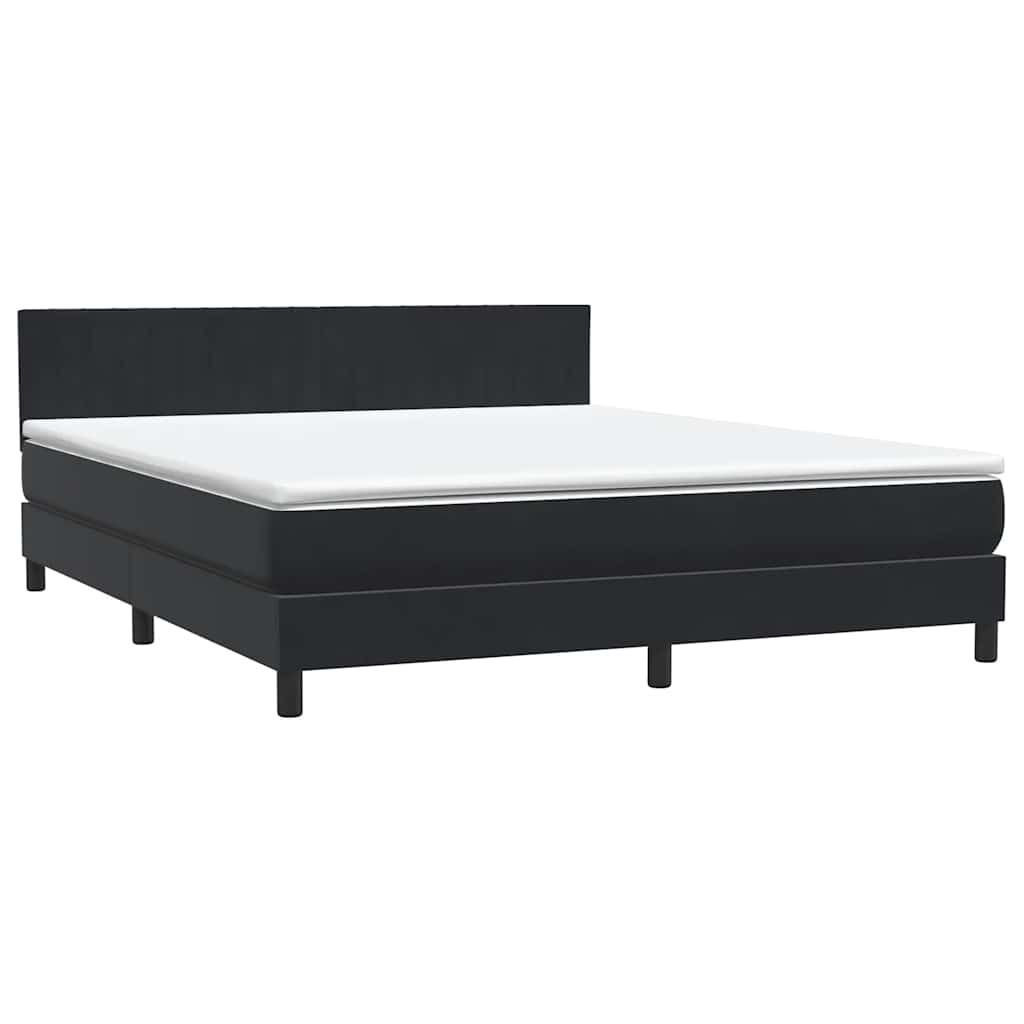 Κρεβάτι Boxspring με Στρώμα & LED Μαύρο 180x210 εκ. Βελούδινο
