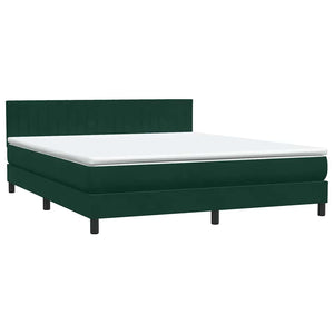 Κρεβάτι Boxspring με Στρώμα & LED Σκούρο Πράσινο 180x210εκ. Βελούδινο