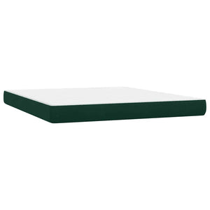 Κρεβάτι Boxspring με Στρώμα & LED Σκούρο Πράσινο 180x210εκ. Βελούδινο