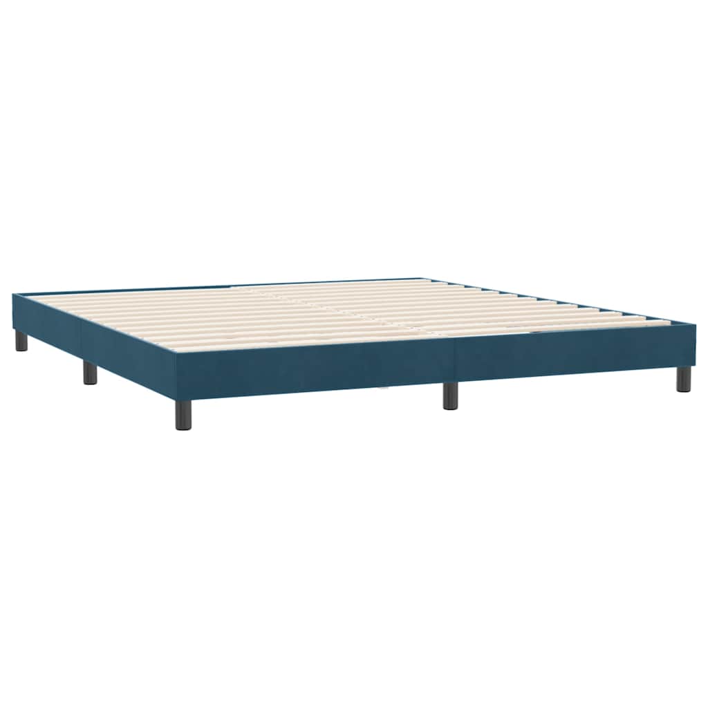 Κρεβάτι Boxspring με Στρώμα & LED Σκούρο Μπλε 180x210 εκ. Βελούδινο - Pakobazaar