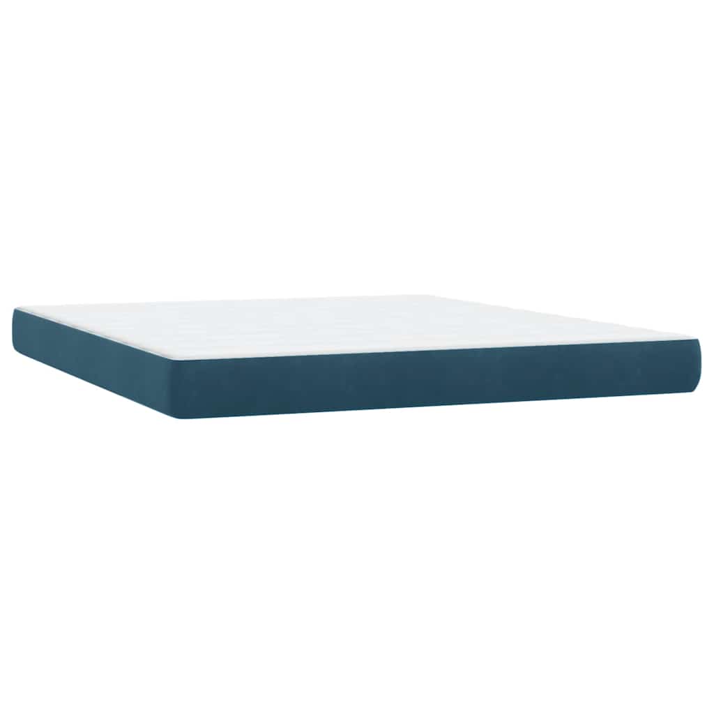 Κρεβάτι Boxspring με Στρώμα & LED Σκούρο Μπλε 180x210 εκ. Βελούδινο - Pakobazaar