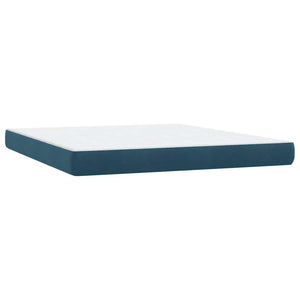 Κρεβάτι Boxspring με Στρώμα & LED Σκούρο Μπλε 180x210 εκ. Βελούδινο - Pakobazaar