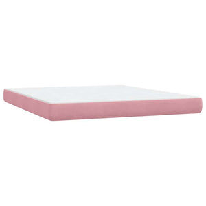 Κρεβάτι Boxspring με Στρώμα & LED Ροζ 180x210 εκ. Βελούδινο
