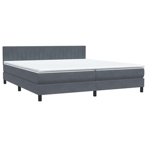 Κρεβάτι Boxspring με Στρώμα & LED Σκούρο Γκρι 200x210 εκ. Βελούδινο - Pakobazaar