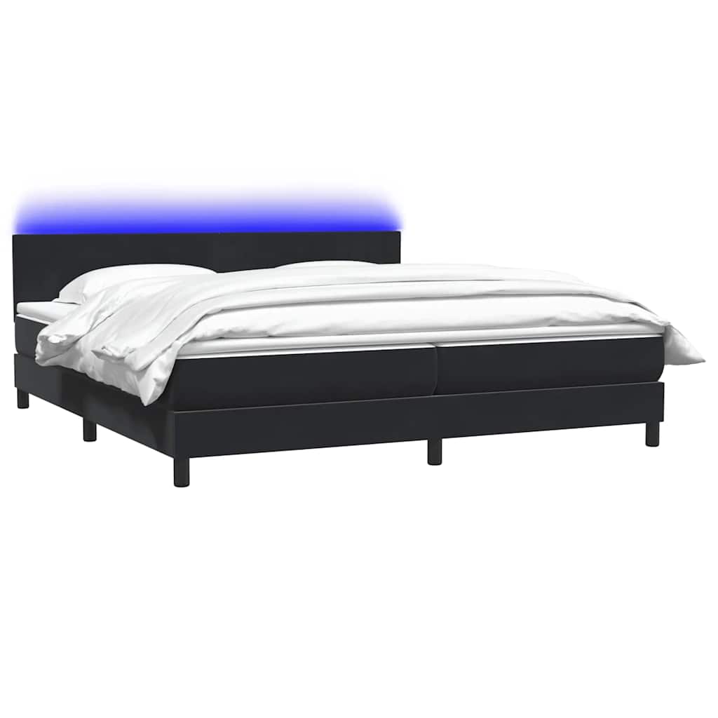 Κρεβάτι Boxspring με Στρώμα & LED Μαύρο 200x210 εκ. Βελούδινο - Pakobazaar