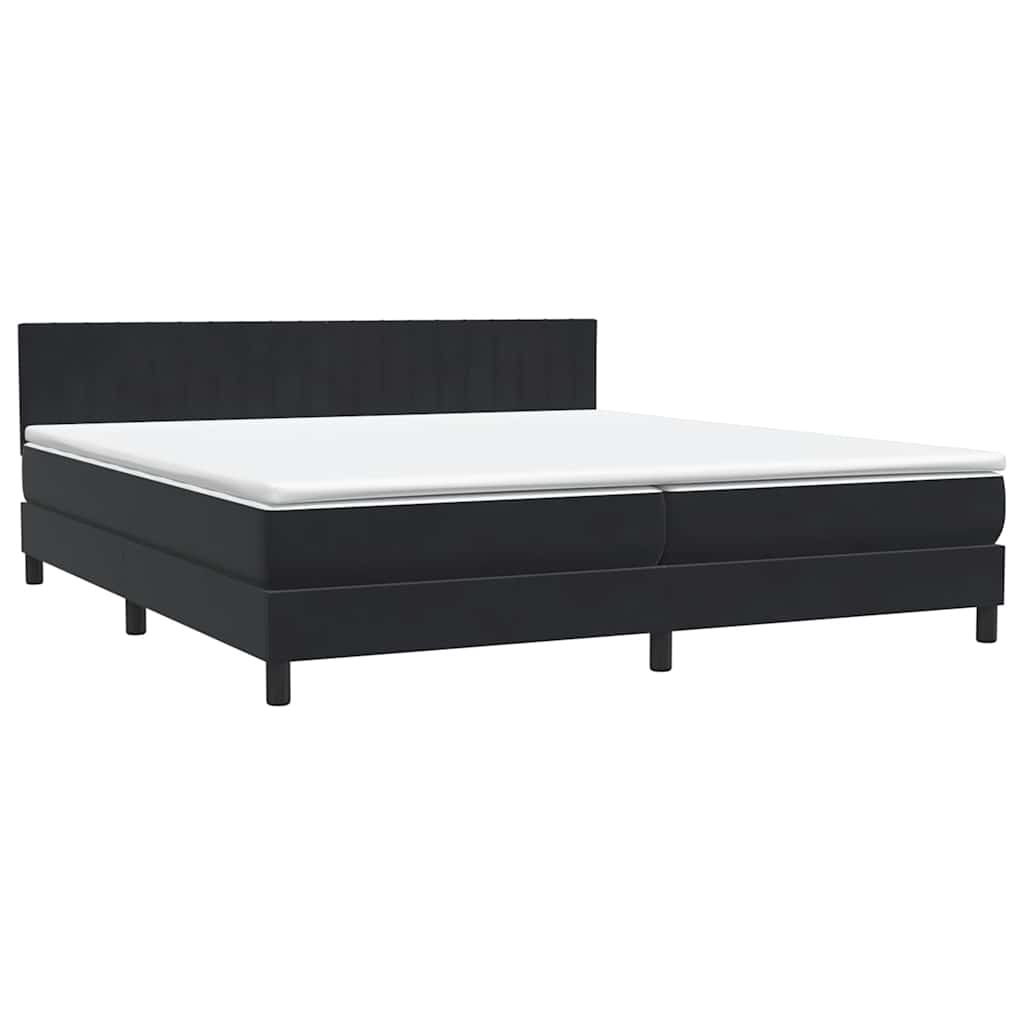 Κρεβάτι Boxspring με Στρώμα & LED Μαύρο 200x210 εκ. Βελούδινο - Pakobazaar
