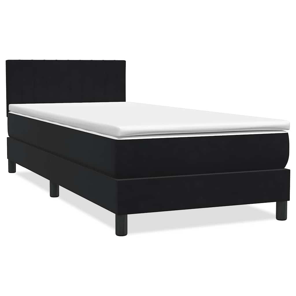 Κρεβάτι Boxspring με Στρώμα & LED Μαύρο 80x220 εκ. Βελούδινο