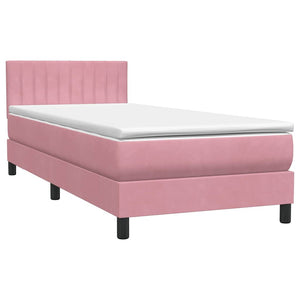 Κρεβάτι Boxspring με Στρώμα & LED Ροζ 80x220 εκ. Βελούδινο