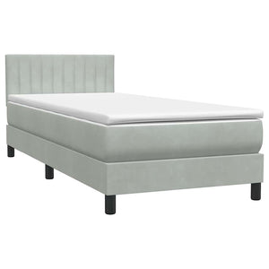 Κρεβάτι Boxspring με Στρώμα & LED ανοιχτό γκρι 90x220 εκ. Βελούδινο - Pakobazaar